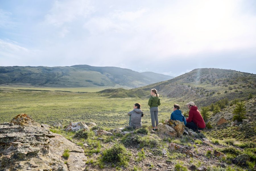 Family out hiking