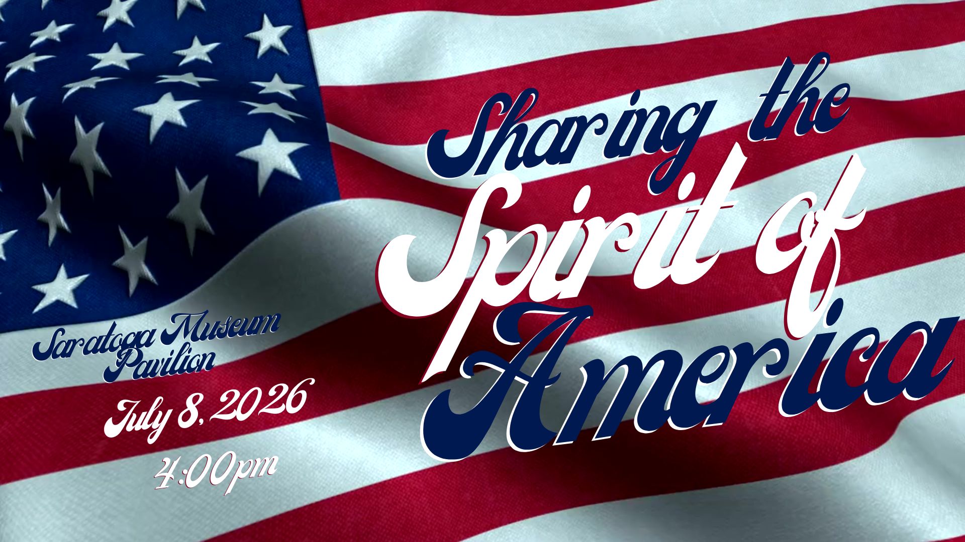 American flag with event details