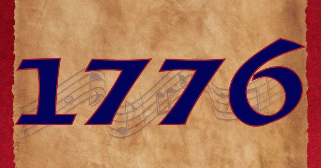 1776 appears on a scroll over music notes.